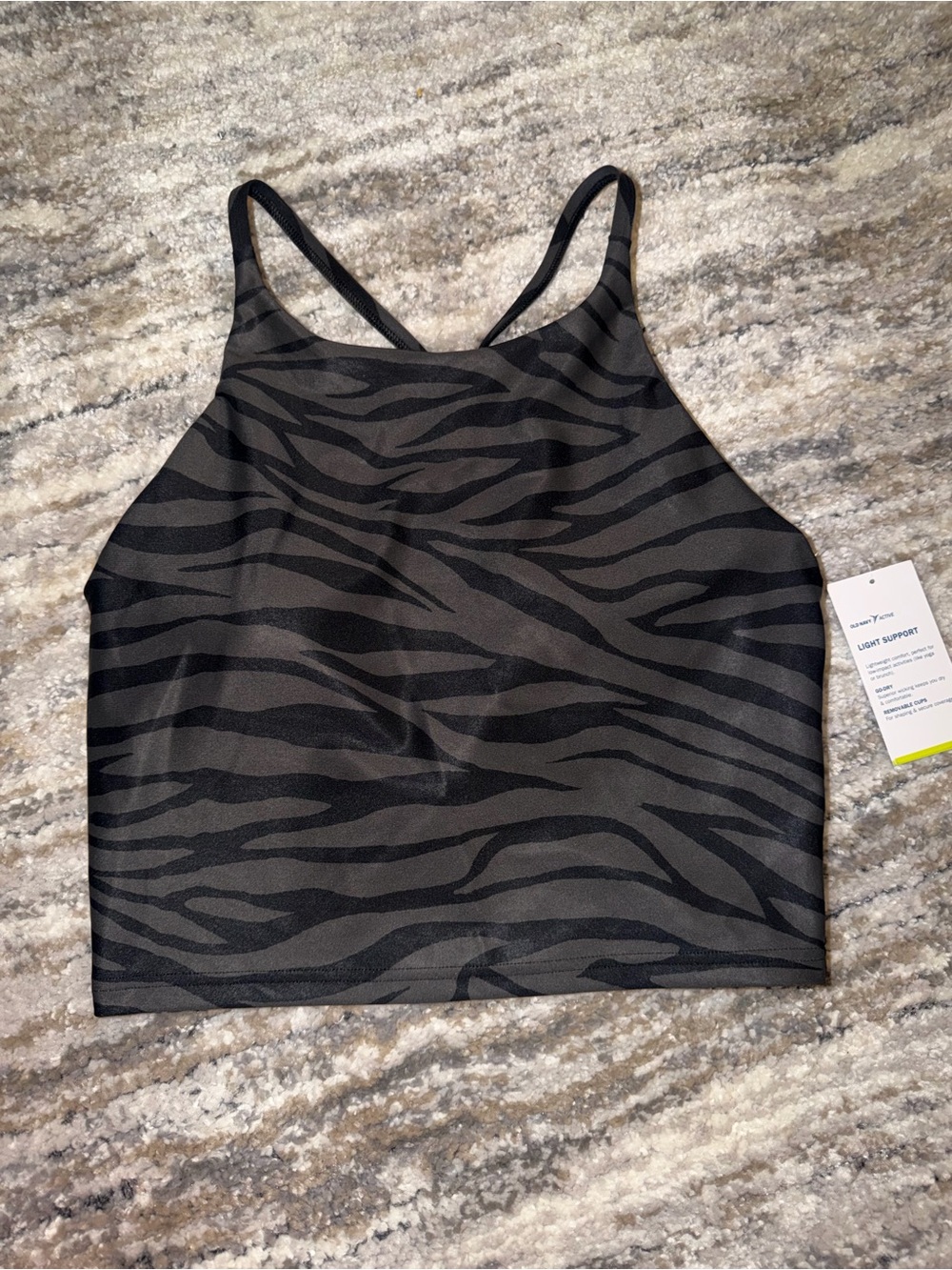 Old Navy Active Zebra-Print High Neck Crop Tank Top